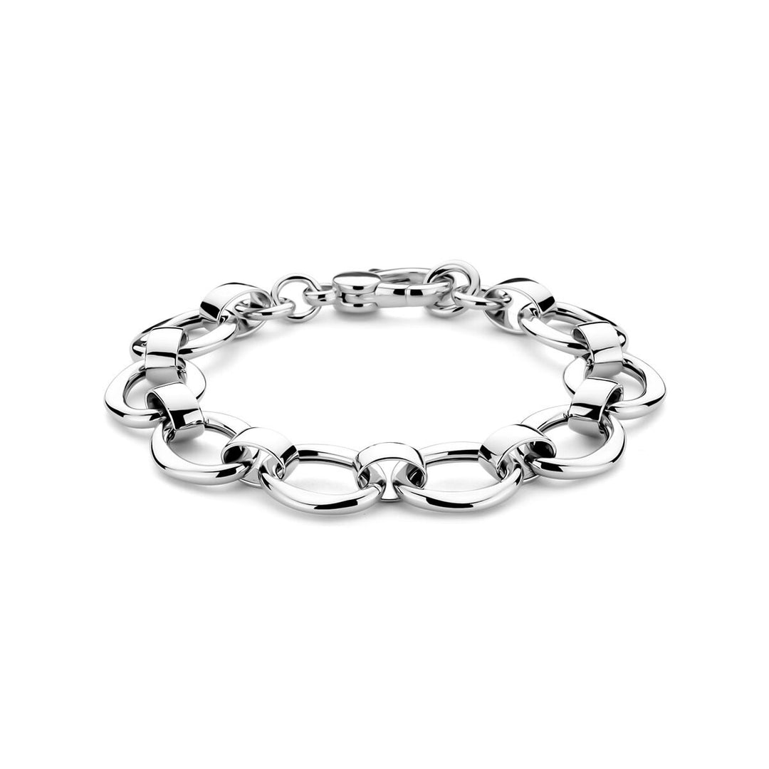 Zilveren dames armband – brede schakel met karabijnsluiting 13,5 mm 19 cm