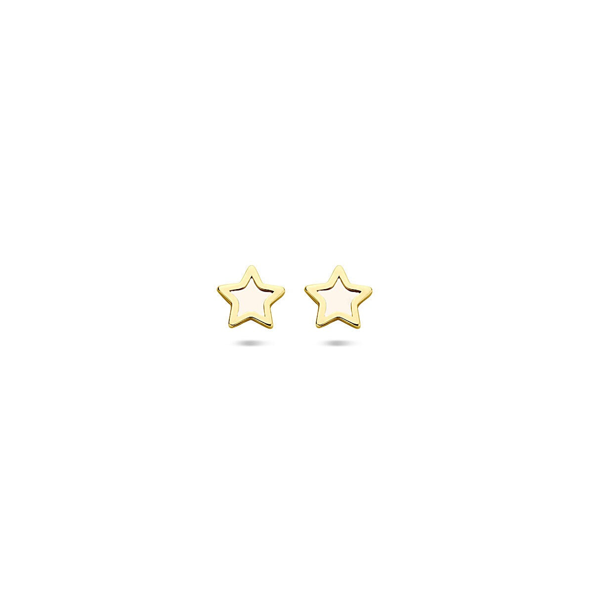 14k gelbgoldene Ohrstecker in Sternform mit Perlmutt
