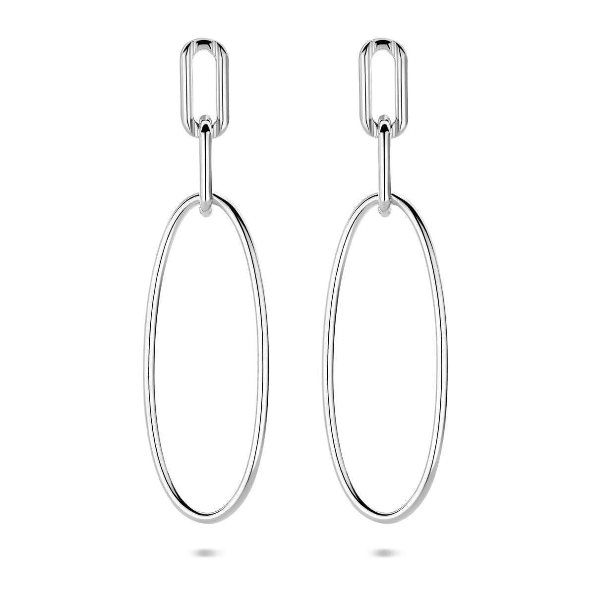 Ovale, rhodinierte Ohrringe aus Silber mit einer Länge von 44 mm