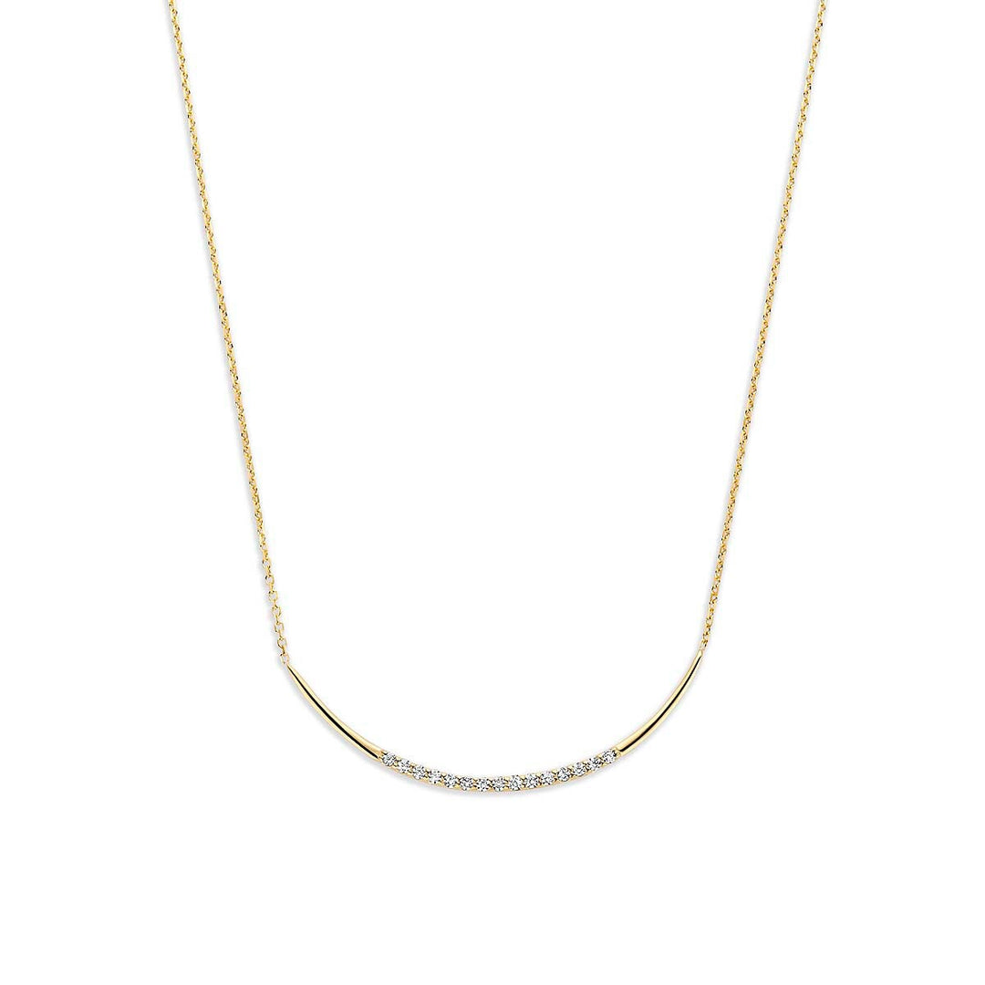 9k geelgouden collier met zirkonia