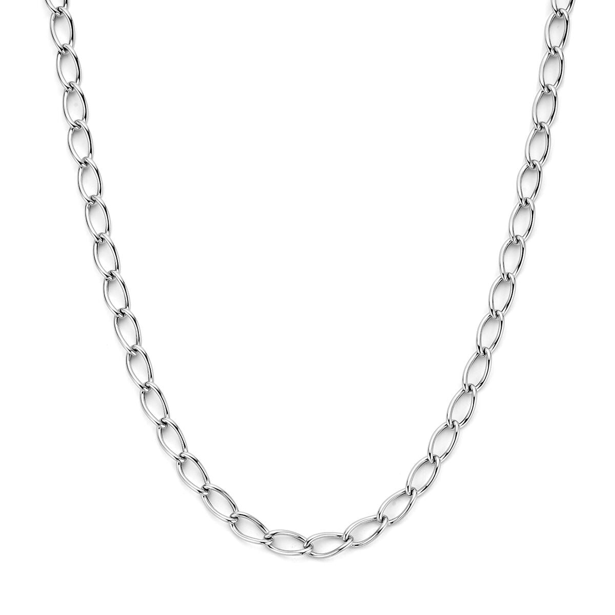 Ankercollier aus rhodiniertem 925 Silber mit ovalen Gliedern