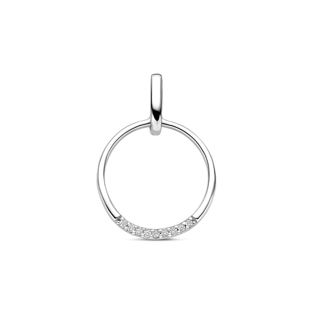 Gerhodineerd zilveren hanger met zirkonia 22 mm