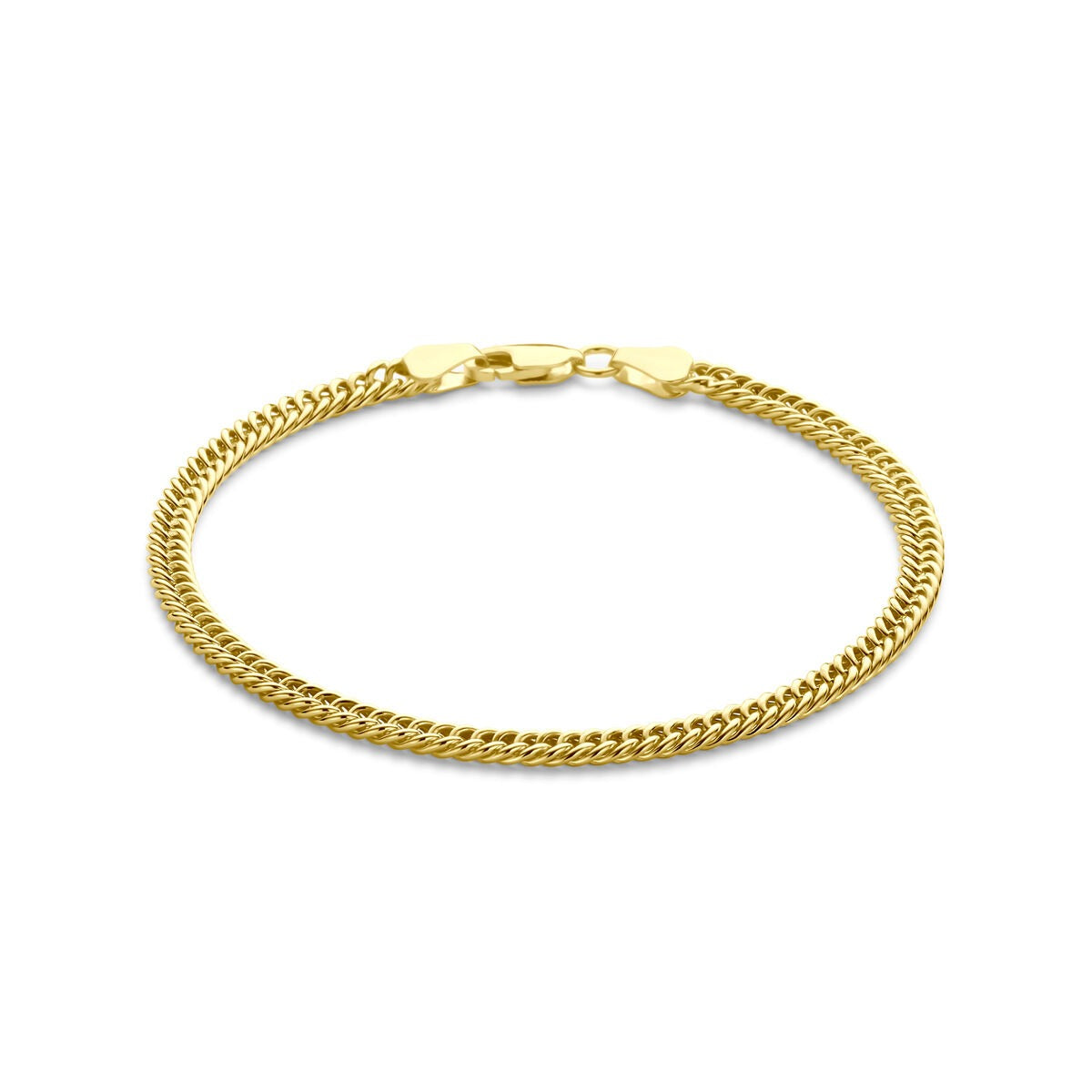 Gourmet-Armband aus 14k Gelbgold mit silbernem Kern, 3,8 mm dick