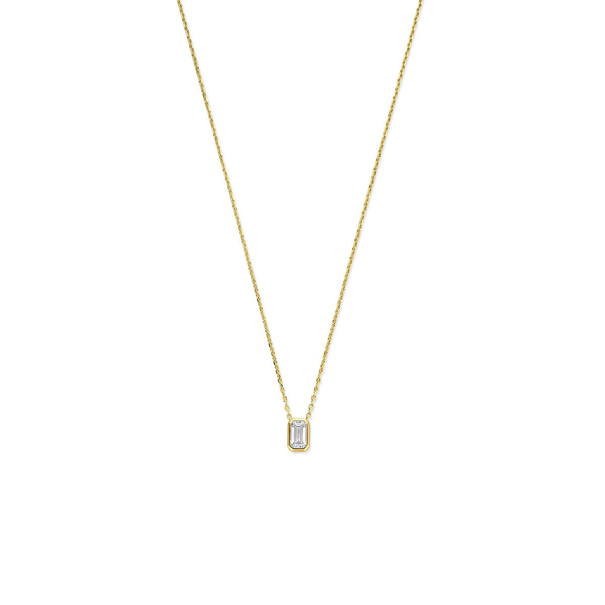 14k Gelbgoldenes Collier mit rechteckigem Zirkonia-Anhänger