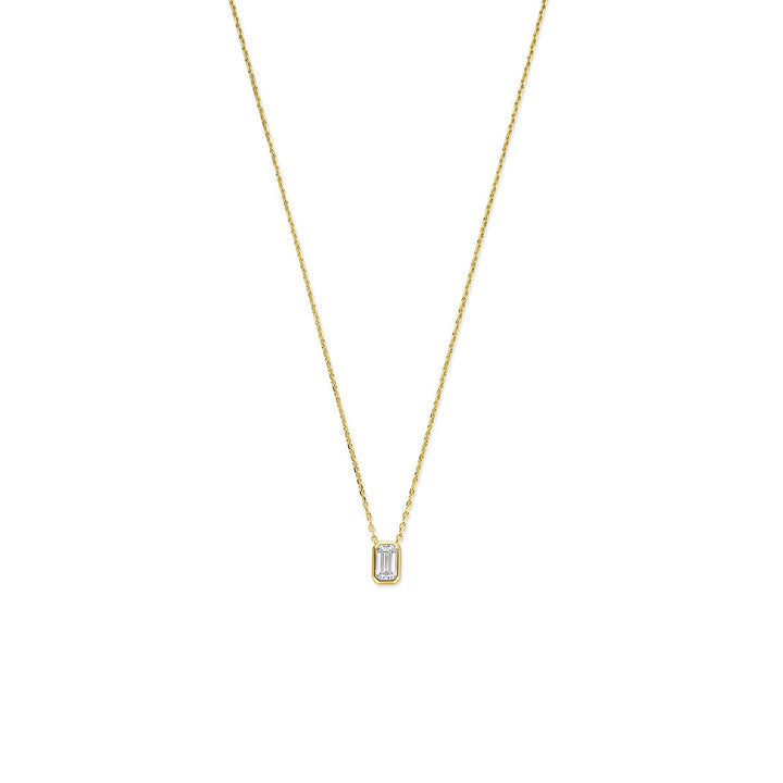 14k Geelgouden collier met emerald geslepen zirkonia