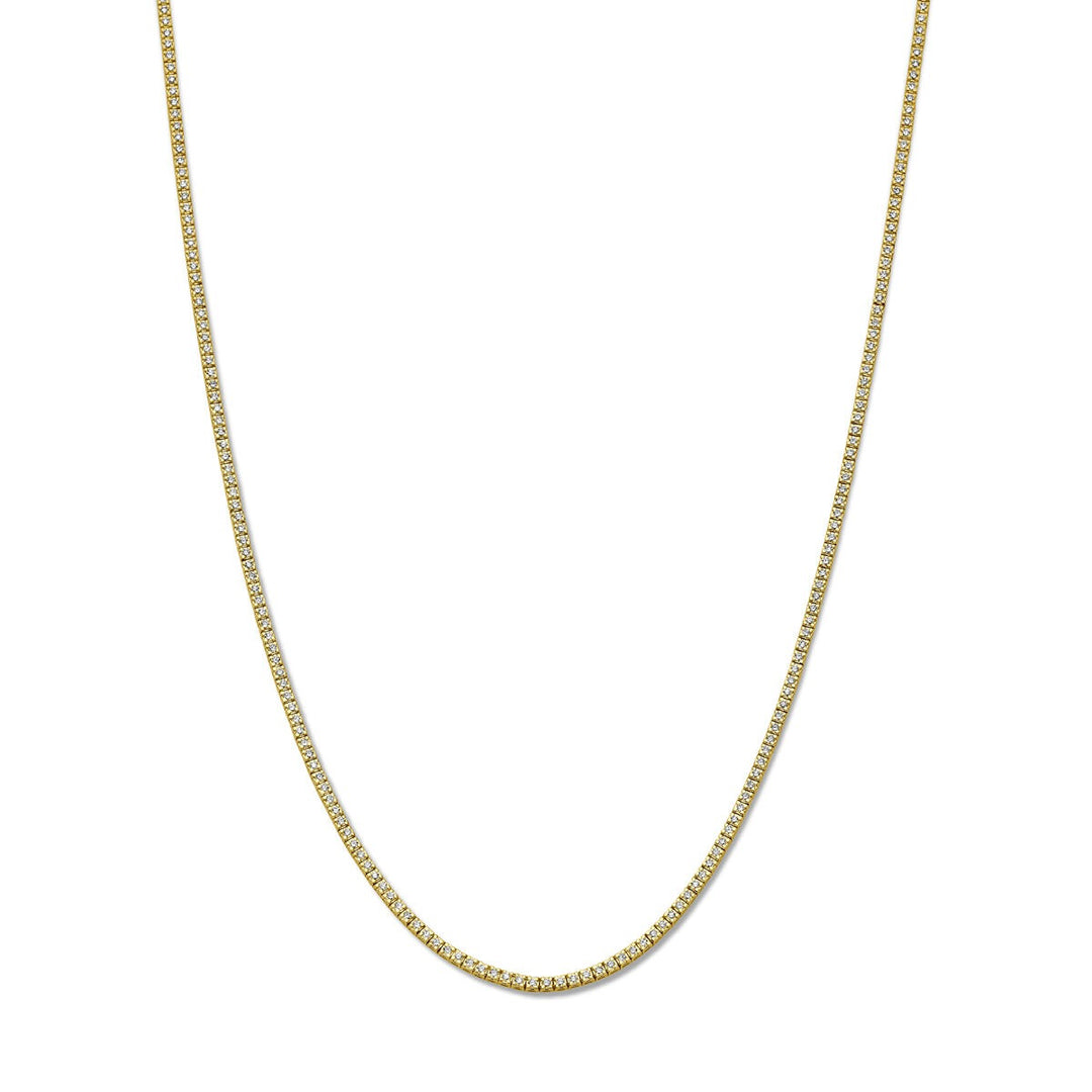 Tennishalskette, Lab-Grown-Diamant, 3,00 ct g, Si 2,2 mm, 42 cm, 14-karätiges Gelbgold