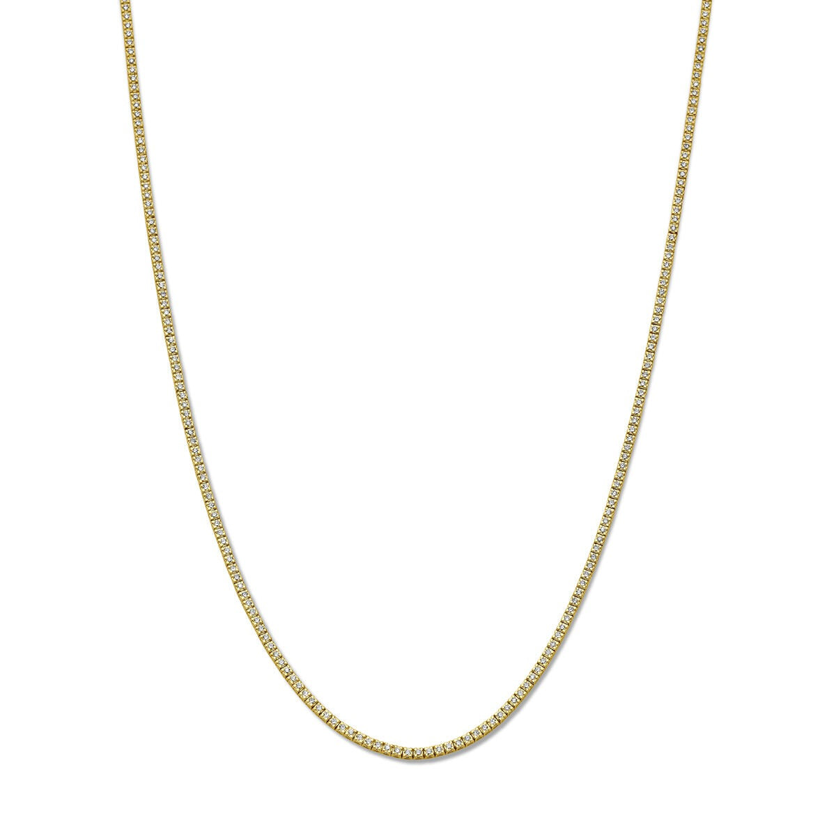 14k Gelbgold Tennis-Collier mit lab-grown Diamanten, 3,00 ct, feine Gliederkette