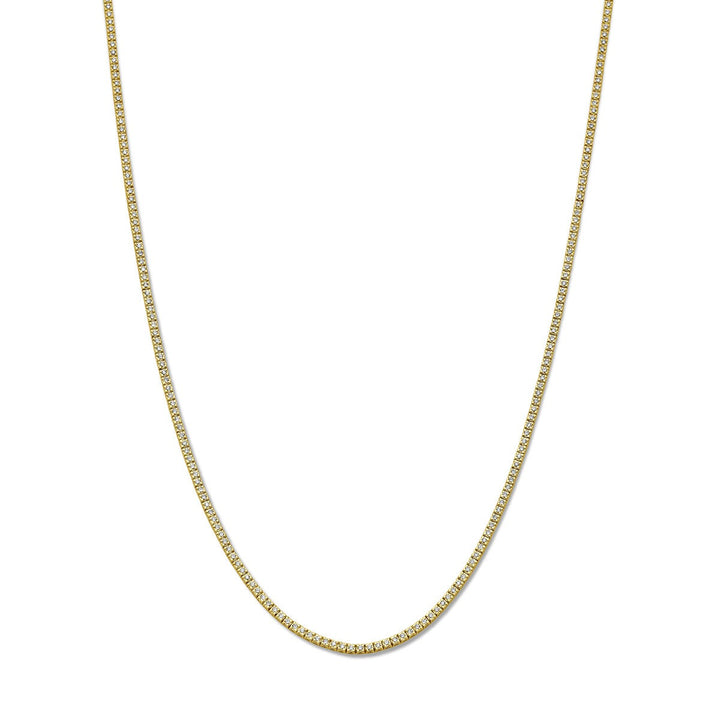 Tennishalskette, Lab-Grown-Diamant, 3,00 ct g, Si 2,2 mm, 42 cm, 14-karätiges Gelbgold