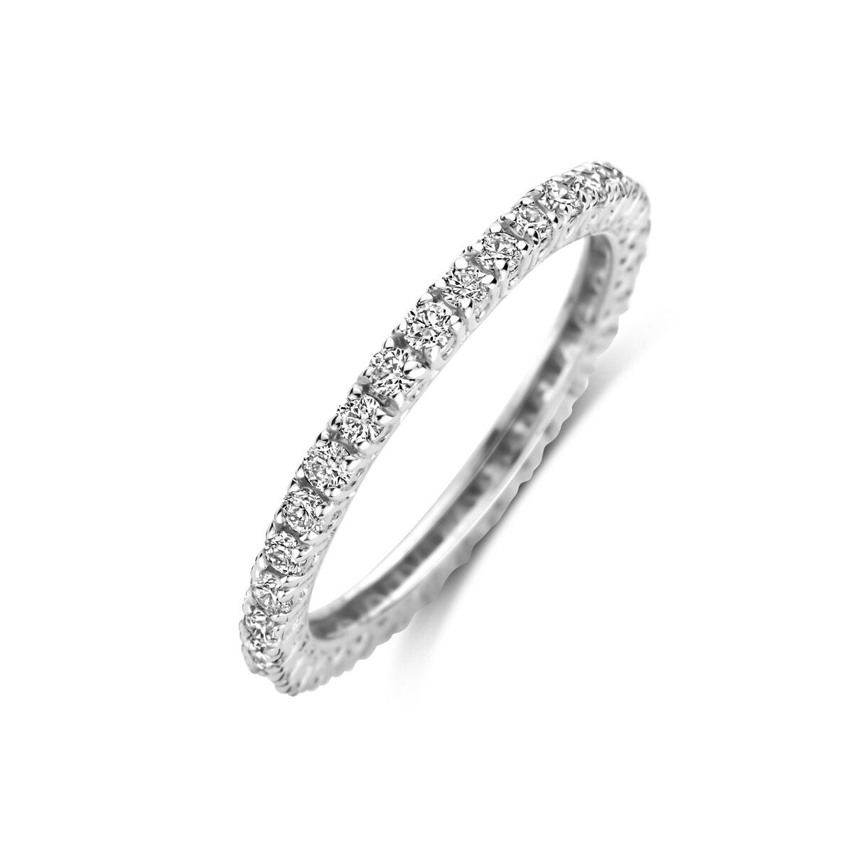 Allianzringe aus 14k Weißgold mit 0,70 ct Diamanten, vollständig besetzt mit kleinen, funkelnden Steinen