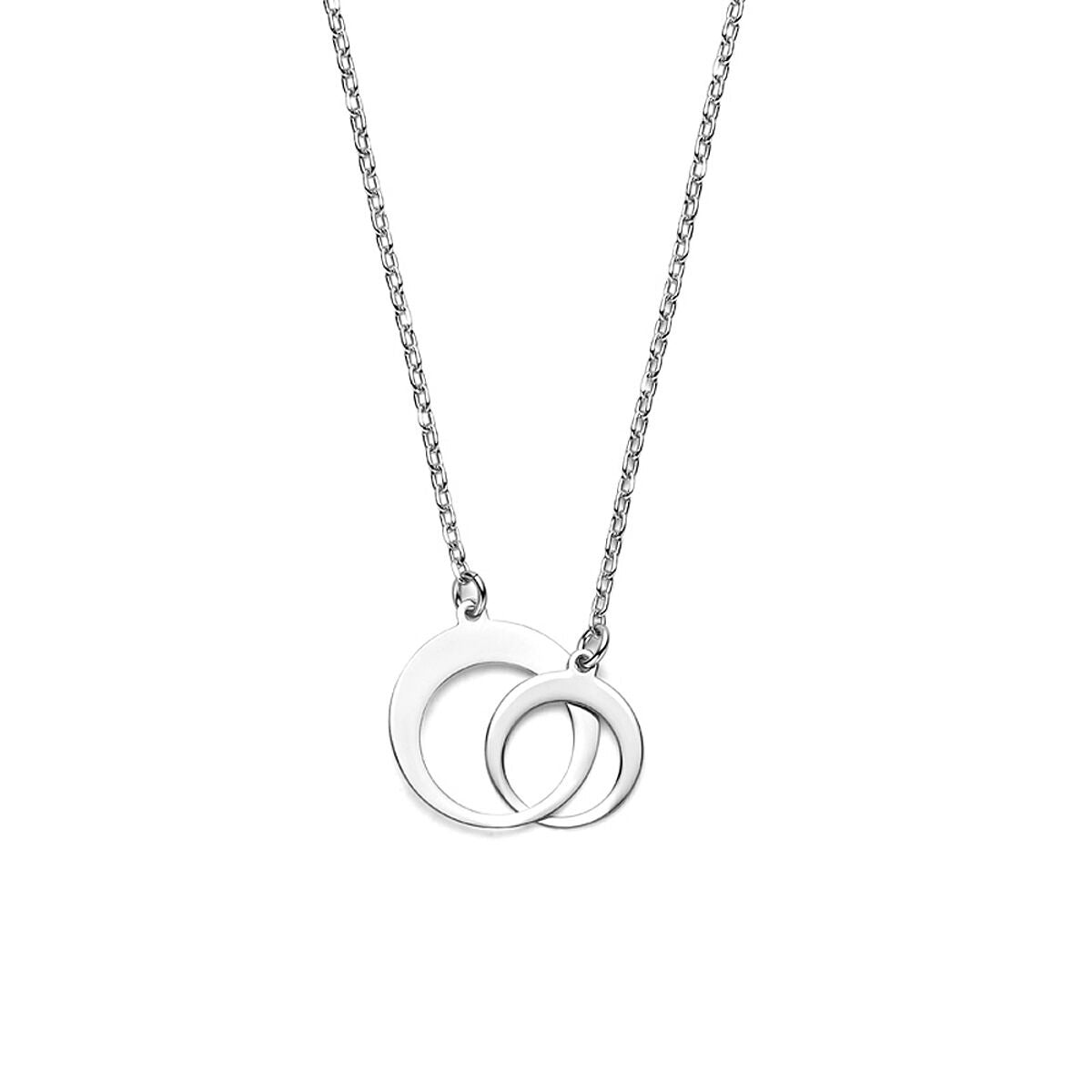 Silbernes, rhodiniertes Collier mit Ankerkette und zwei kreisförmigen Anhängern