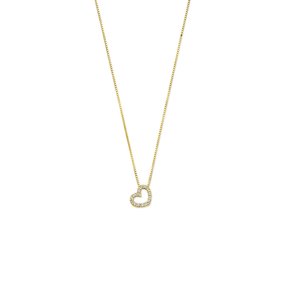 Halskette aus 14k Gold mit herzförmigem Anhänger und lab-grown Diamant