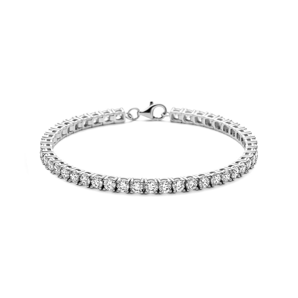 Silbernes Tennisarmband aus rhodiniertem 925 Silber mit Zirkonia-Steinen