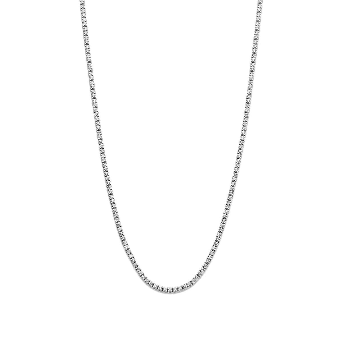 Tennis-Collier aus 14k Weißgold mit lab-grown Diamanten, 2.00ct, feine Gliederkette