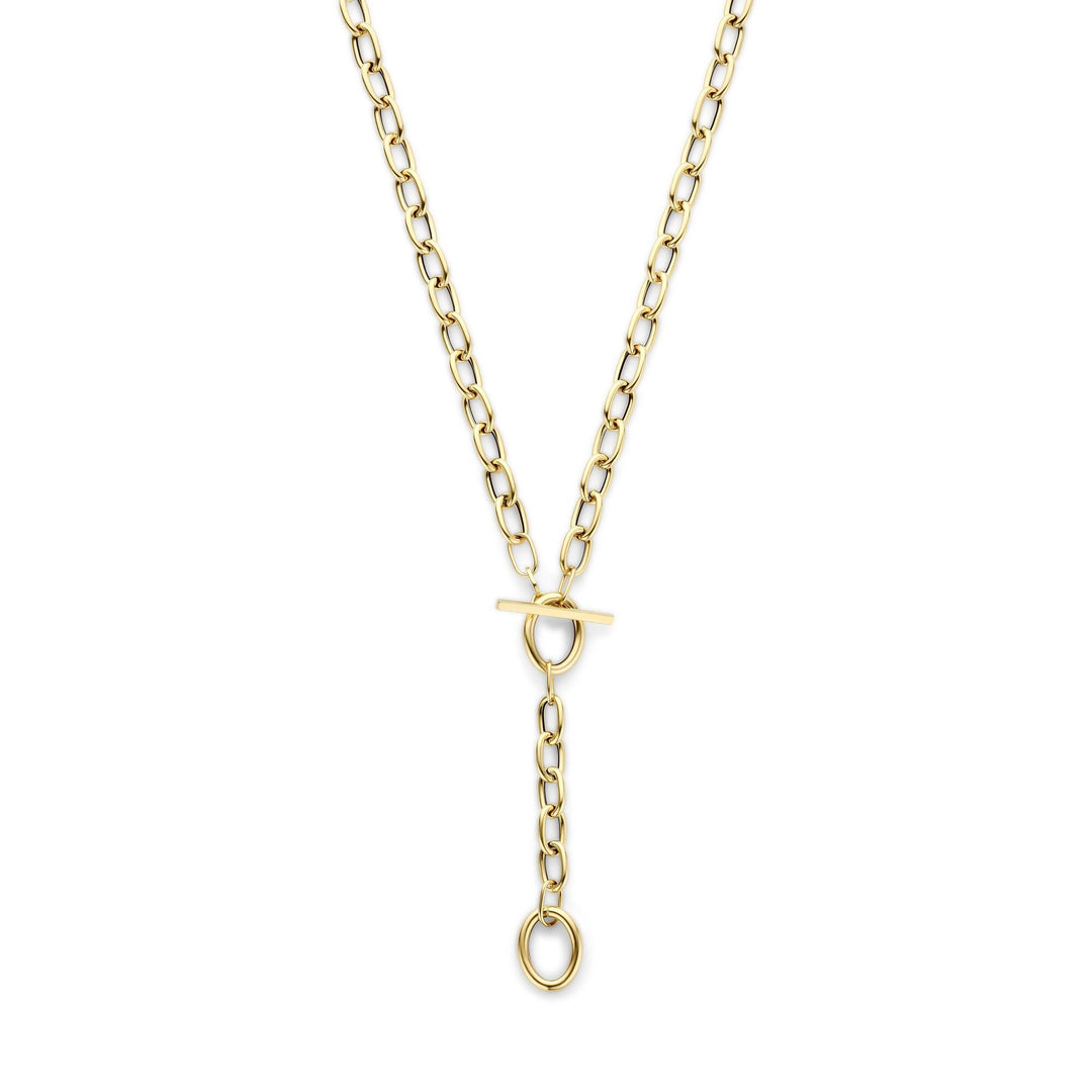 14k Geelgouden Y-collier met ankerschakel