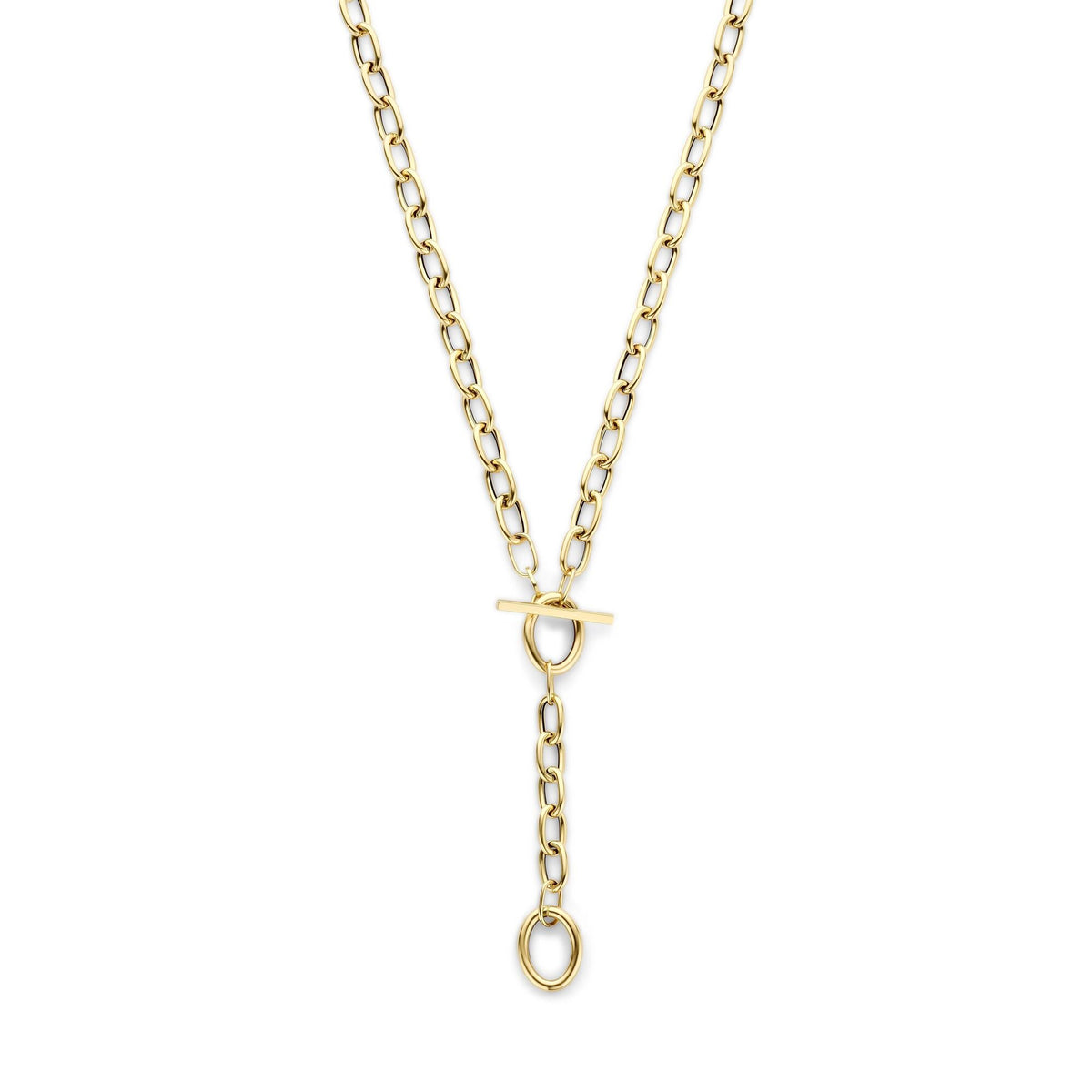 14k gelbgoldenes Y-Collier mit Ankerkette und schlichter Schliesse
