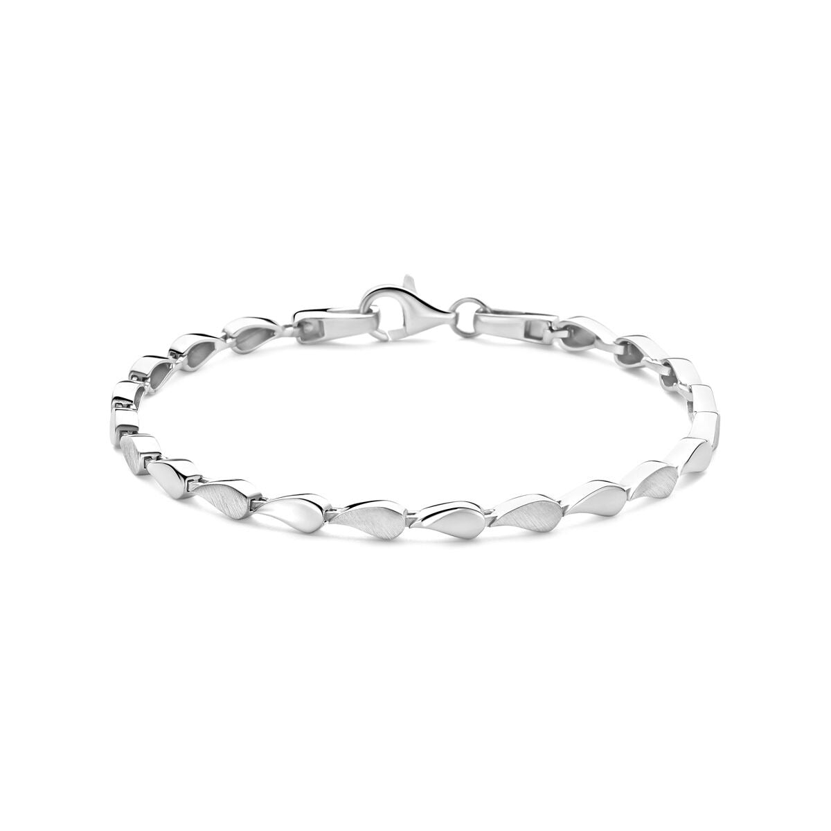 Schlichte, gerhodineerde 925 Silberarmband mit ovalen Gliedern und Karabinerverschluss