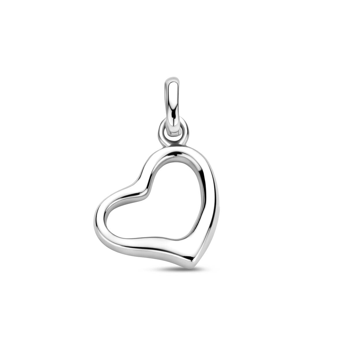 Herzförmiger Anhänger aus rhodiniertem 925 Silber mit einer Größe von 17 mm