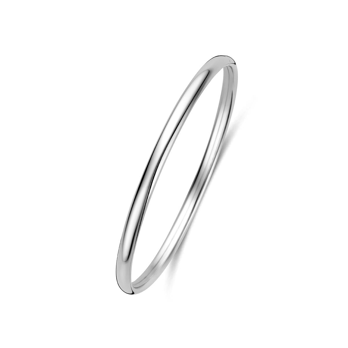 Bangle aus rhodiniertem 925 Silber in schlichter, runder Form ohne Verzierung