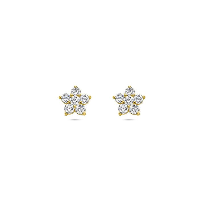 Ohrstecker Blume Zirkonia 14K Gelbgold