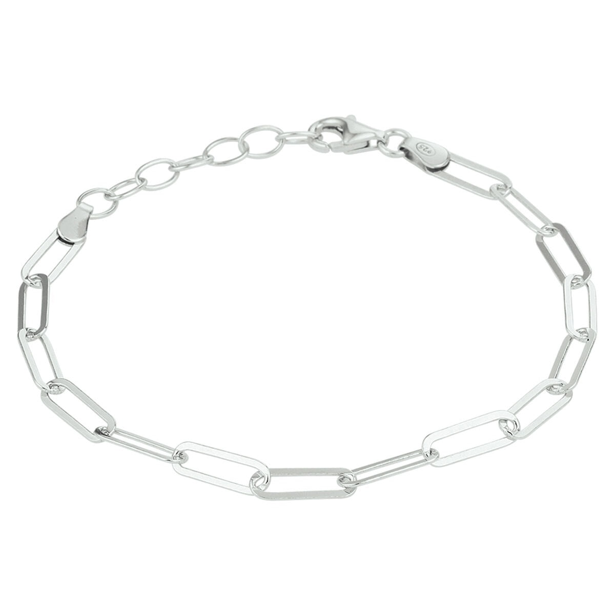 Silberne Paperclip-Armband aus rhodiniertem 925er Silber mit ovalen und rechteckigen Gliedern