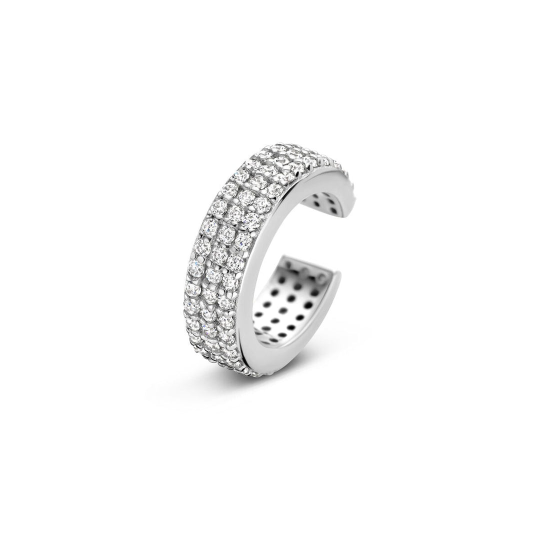 Zilveren ear cuff met zirkonia – gerhodineerd 925