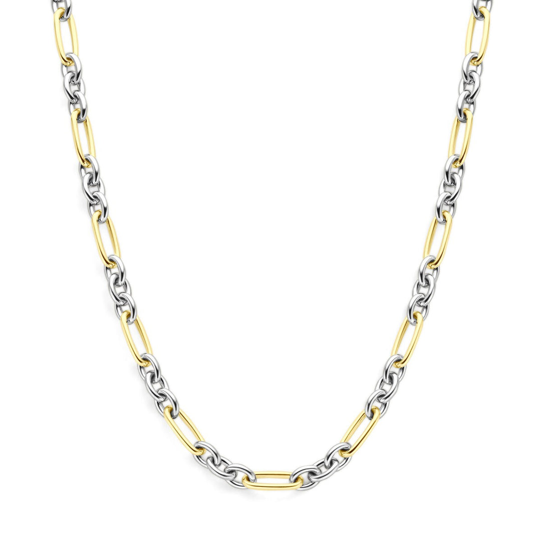 14k Geelgouden en zilveren ankercollier