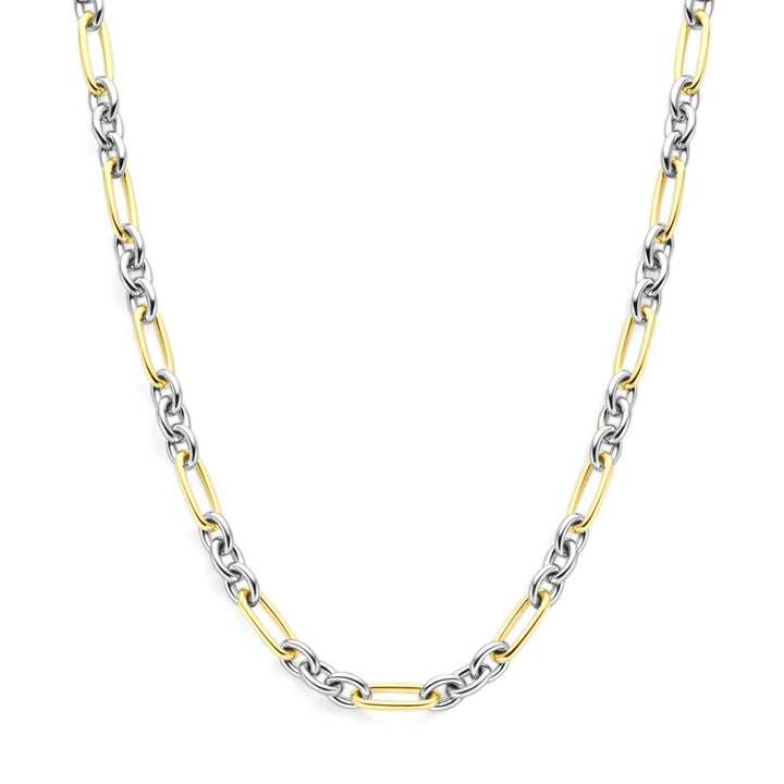 14k Geelgouden en zilveren ankercollier