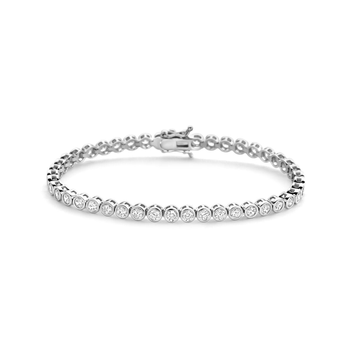 Silbernes Tennisarmband aus rhodiniertem 925 Silber mit Zirkonia, 4 mm breit