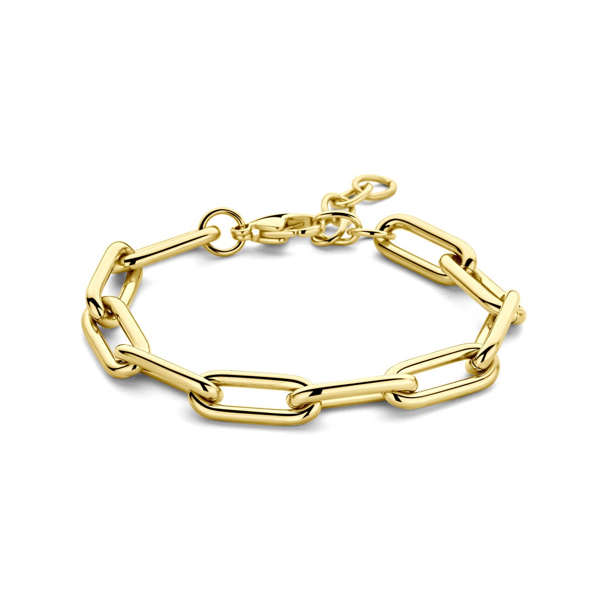 Stahlarmband für Damen mit goldfarbener Plattierung und verstellbarer Länge von 17 bis 20 cm