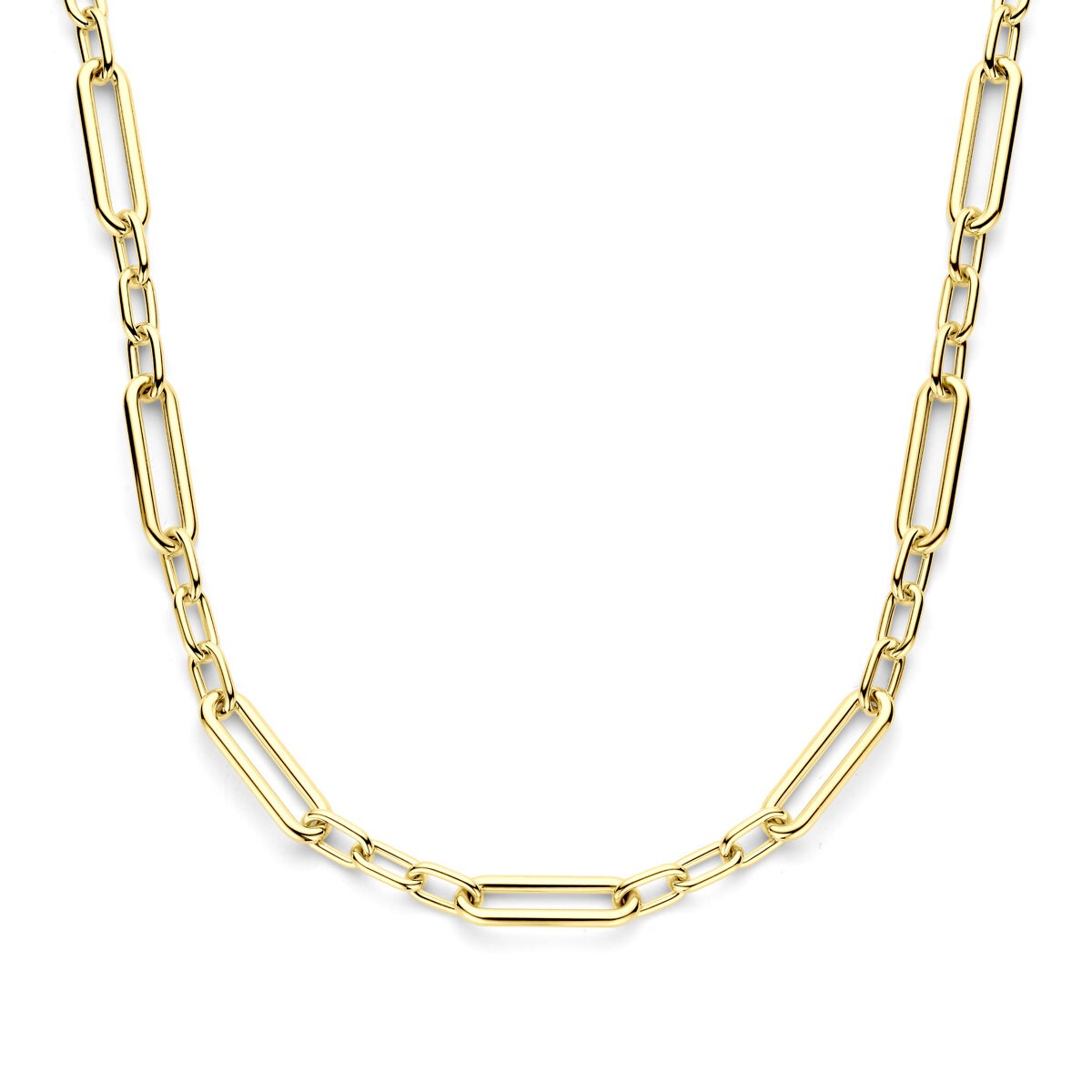 Halskette aus 14k Gold mit Karabinerverschluss, 11 mm breite Glieder, 43 + 3 cm lang