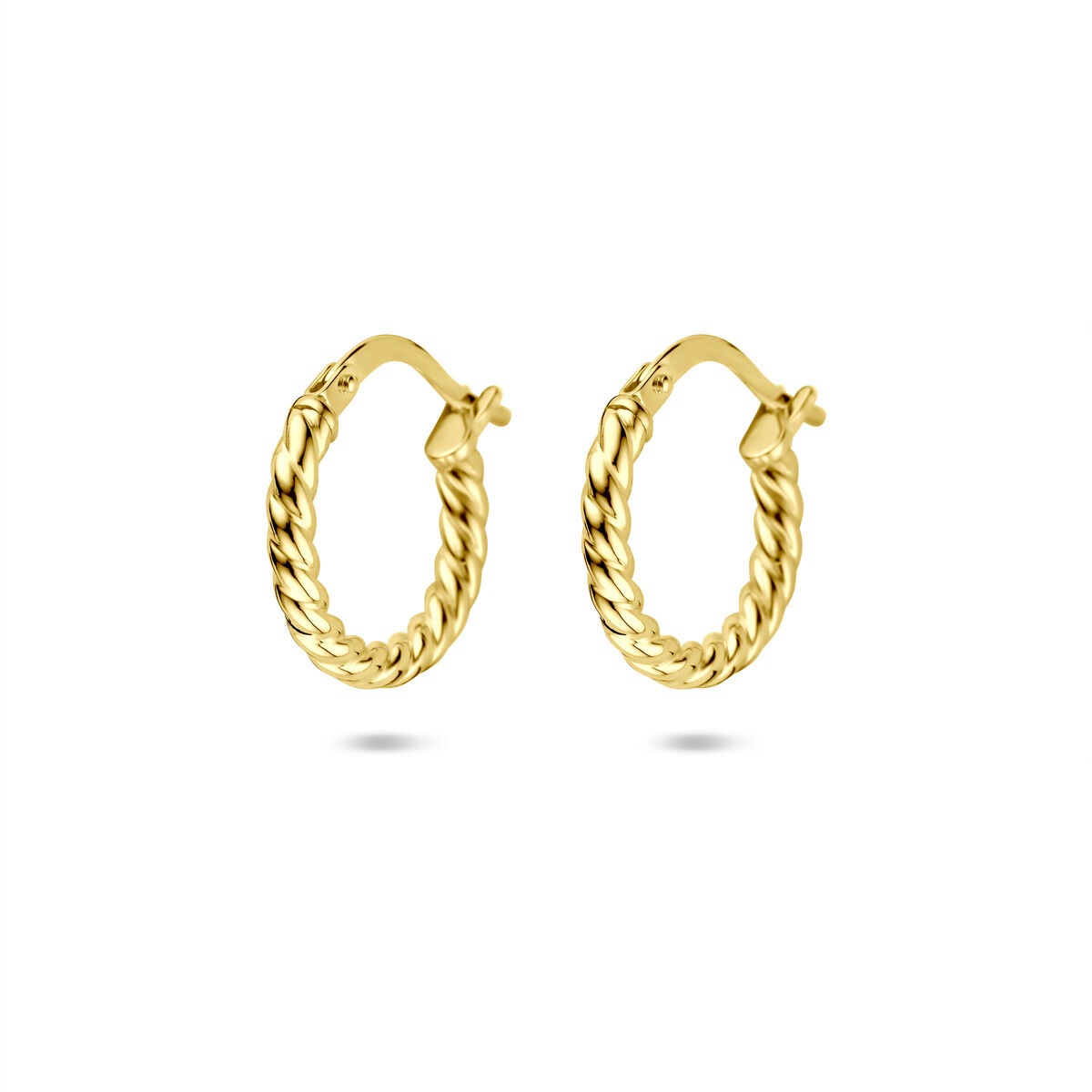 Gedrehte Ohringe aus 14k Gold mit Scharnierverschluss und 2mm Breite
