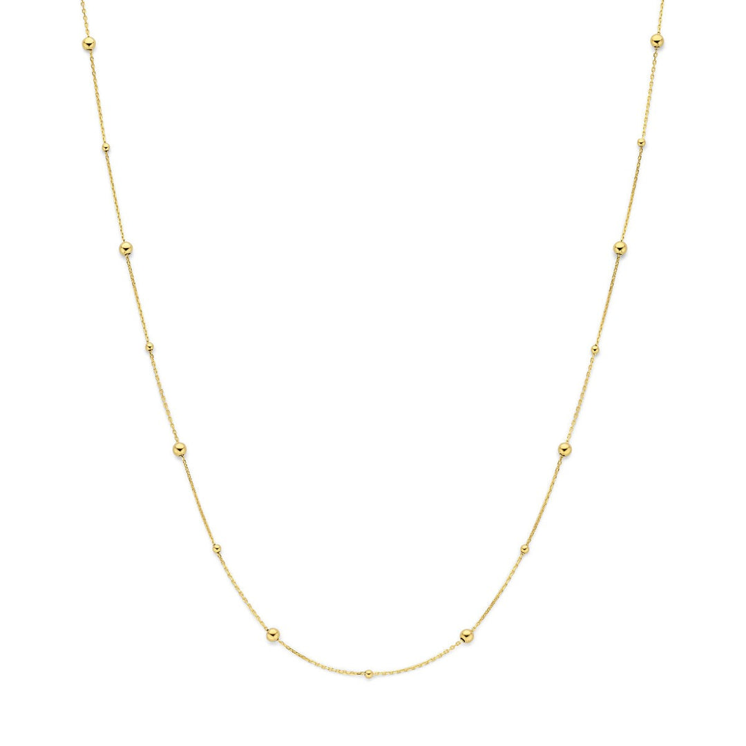 14k Geelgouden collier met bolletjes