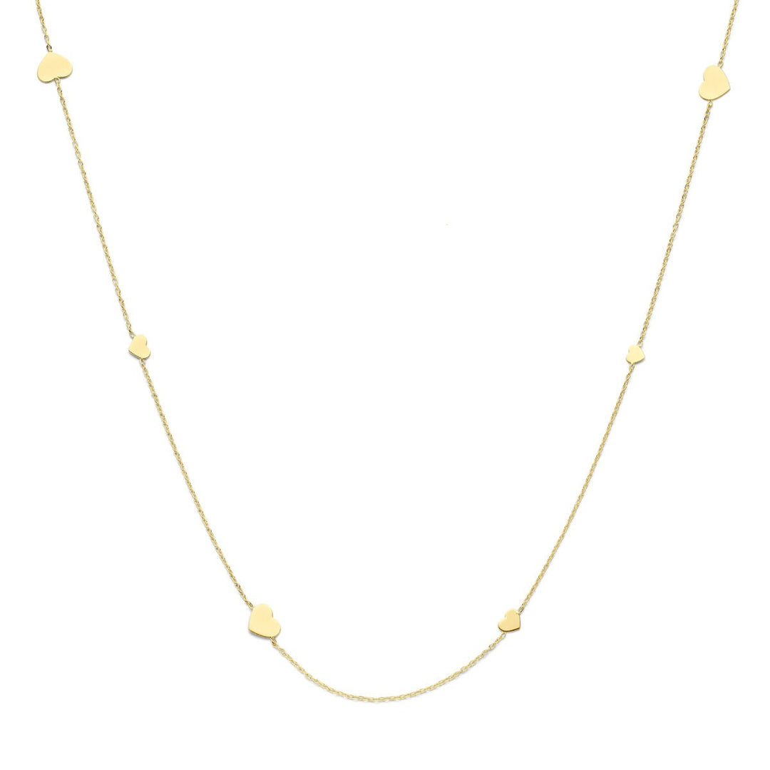 14k geelgouden ketting met hartjes