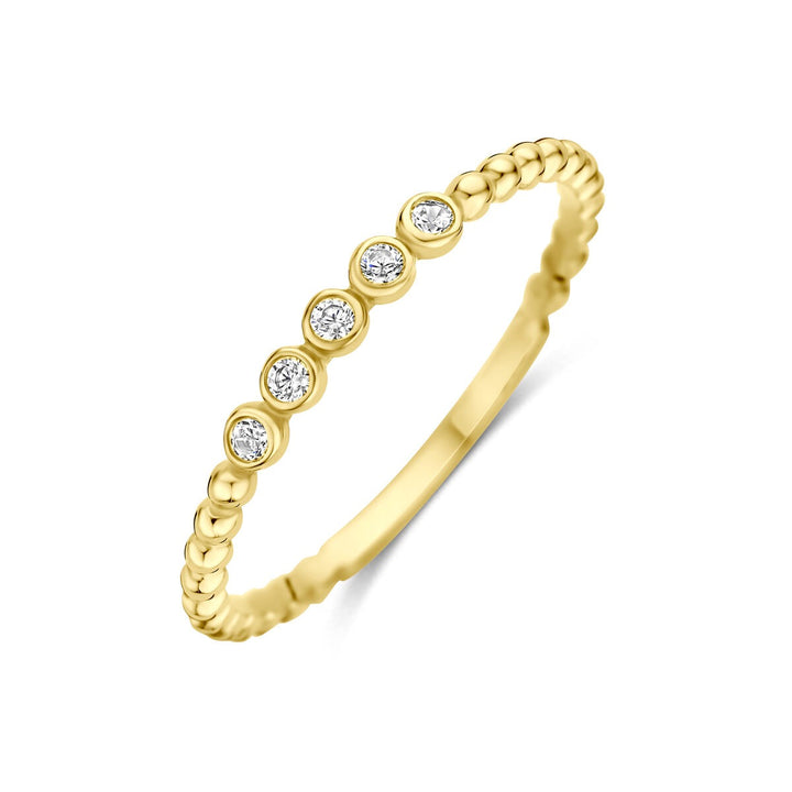 14k Geelgouden ring met zirkonia entourage