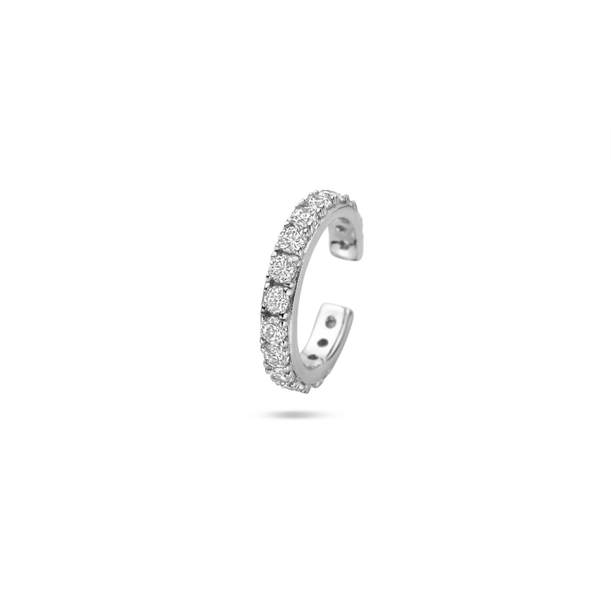 Silberner Ear Cuff aus rhodiniertem 925 Silber mit Zirkonia, 14,5 x 2,5 mm