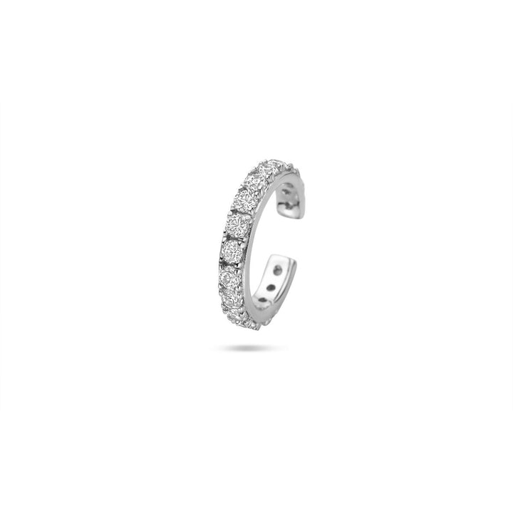 Zilveren ear cuff met zirkonia – gerhodineerd 925 zilver, 14.5x2.5 mm