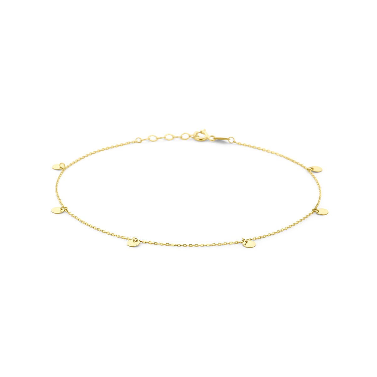 9k Gelbes Armband mit runden Anhängern und feiner Kette