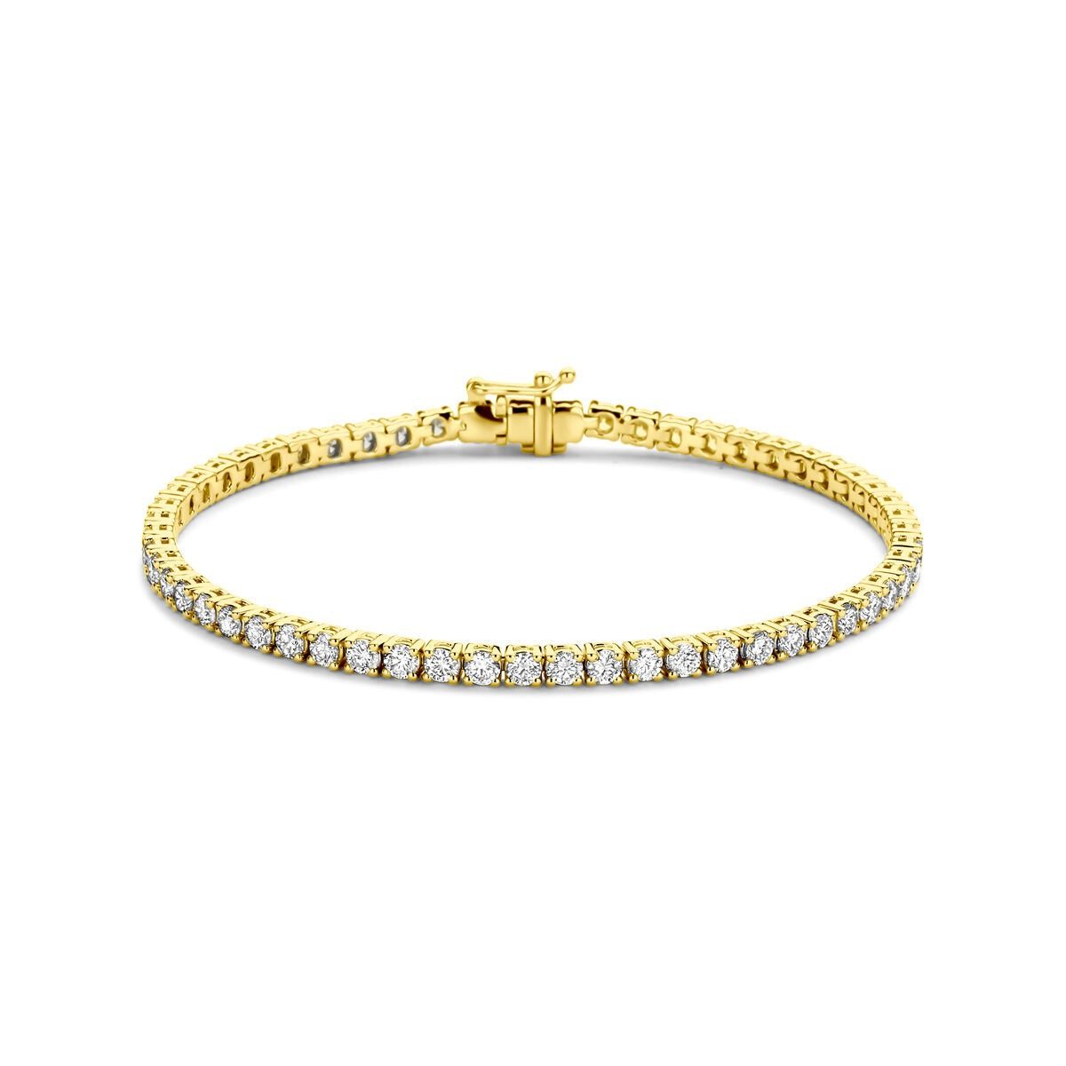 14k Gelbgold Tennisarmband mit 4.00ct lab-grown Diamanten und funkelnden Steinen