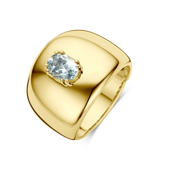 14k geelgouden ring met aquamarijn