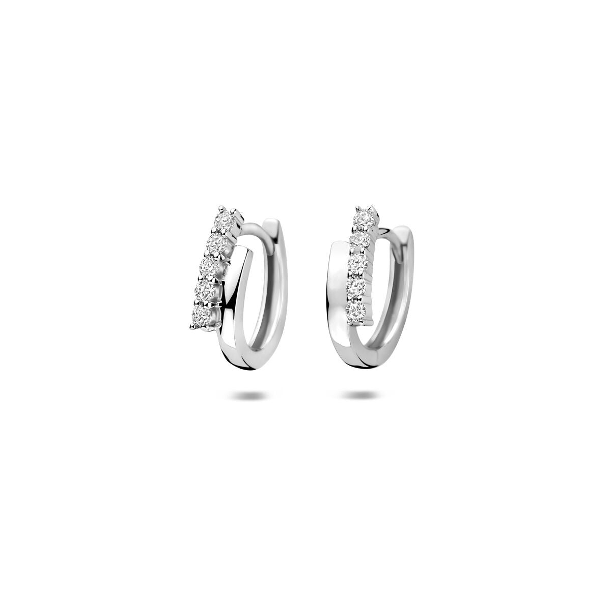 Silberne Klapohringe aus rhodiniertem 925 Silber mit Zirkonia, 13 mm groß