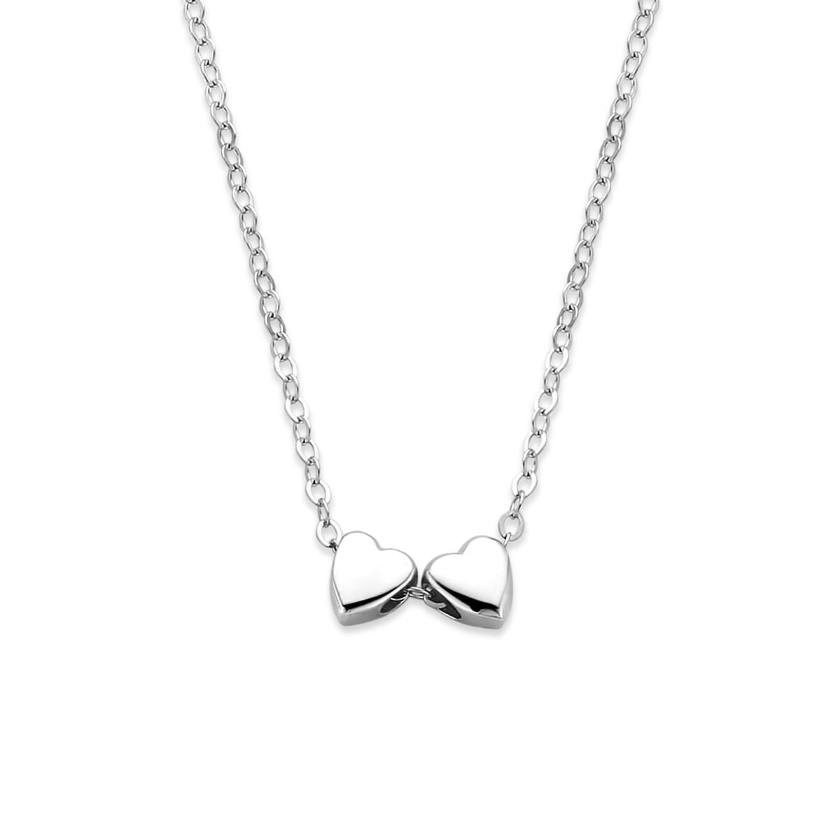 Gerhodiniertes Silbercollier mit zwei kleinen Herzen