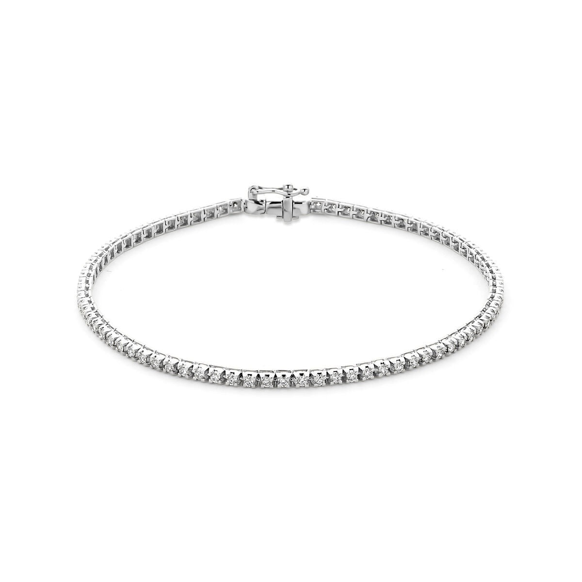 Tennis-Armband aus 925 Silber mit lab-grown Diamanten, schlichte, glänzende Optik und sicherer Verschluss