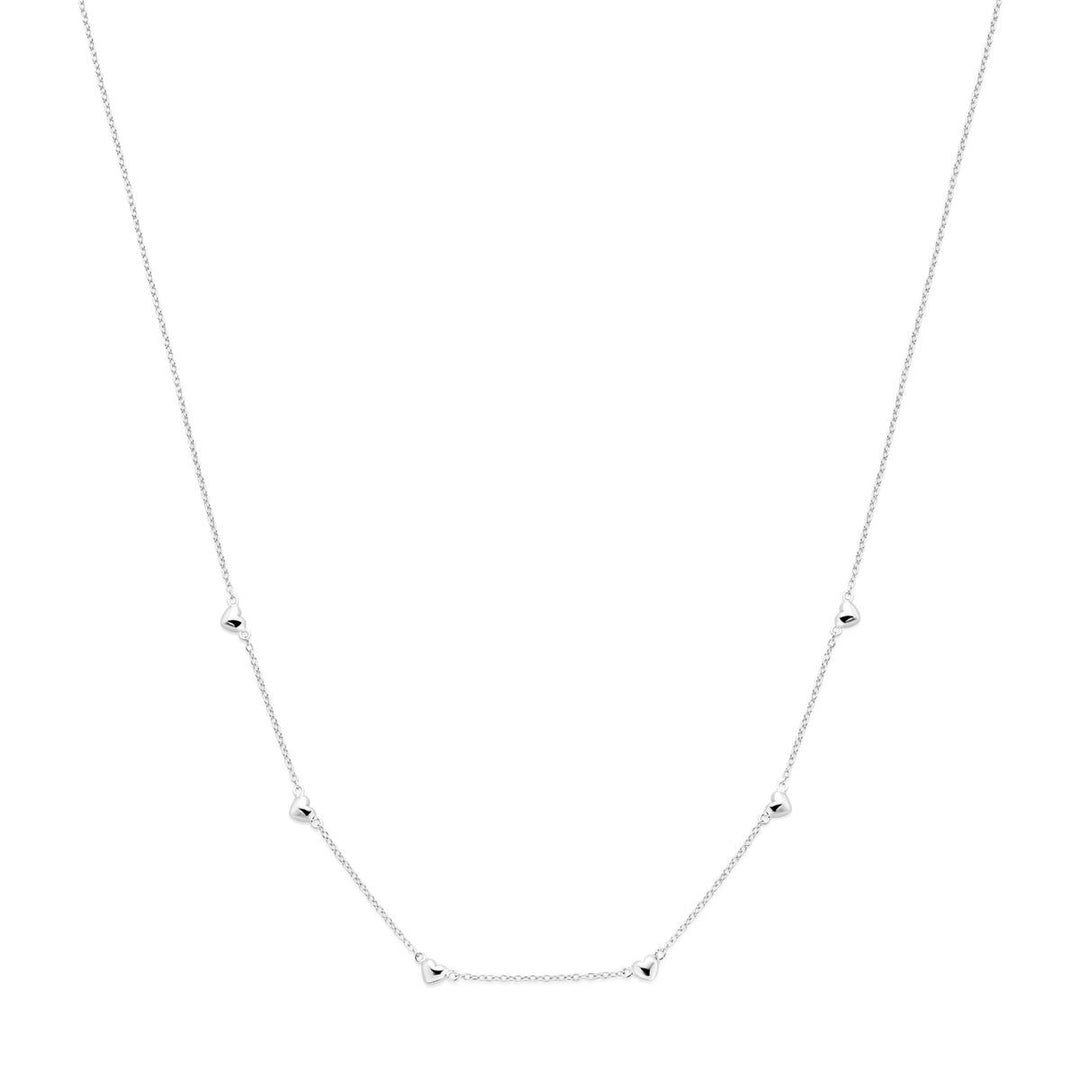 Zilveren dames ketting met hartjes – gerhodineerd collier 45 cm