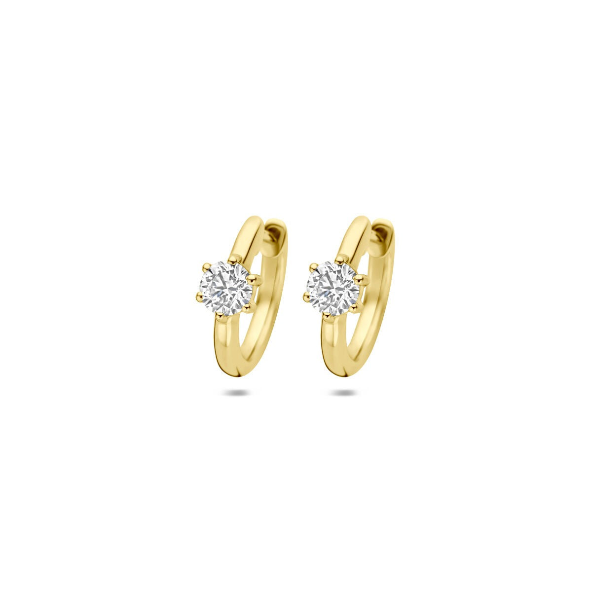 14k Goldene Ohrhänger mit lab-grown Diamant und glänzender Oberfläche
