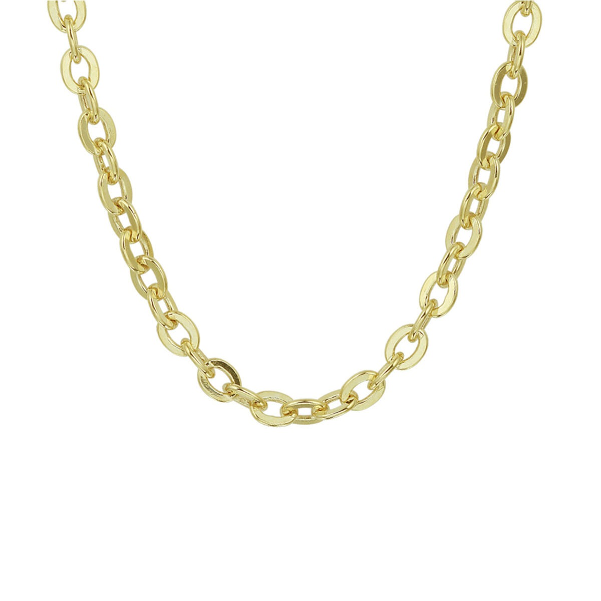 14k gelbes Gold Collier mit Ankerkette und ovalen Gliedern