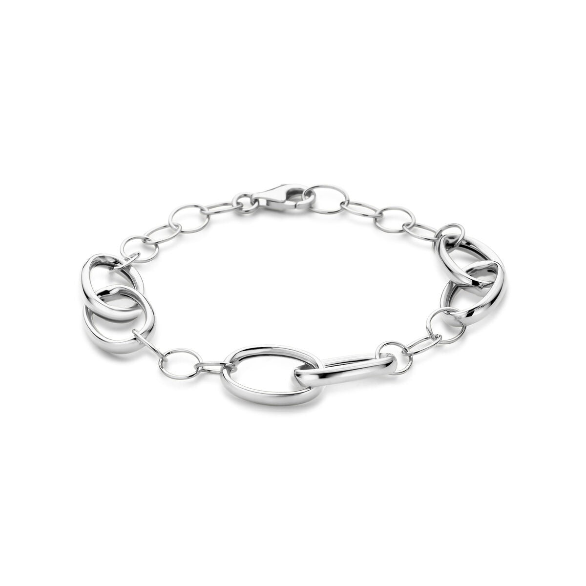 Silberne, rhodinierte 925er Armband mit breiten Anker-Gliedern und einer Länge von 19 cm