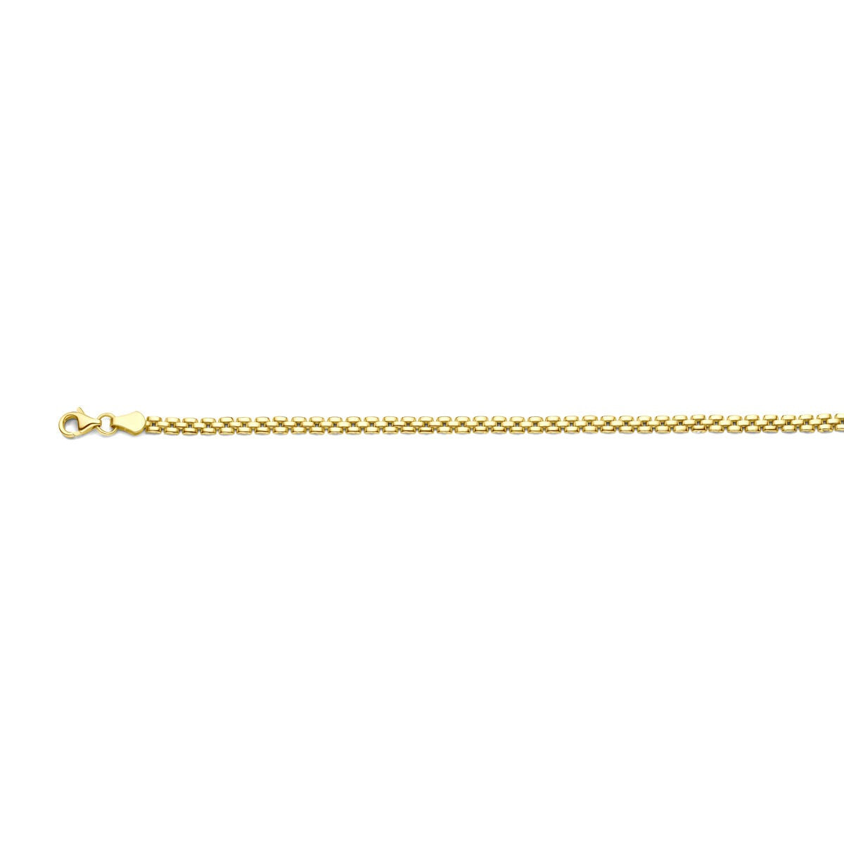 Goldenes Panterarmband aus 14k Gold, 3 mm dick, mit geflochtenem Design und Karabinerverschluss
