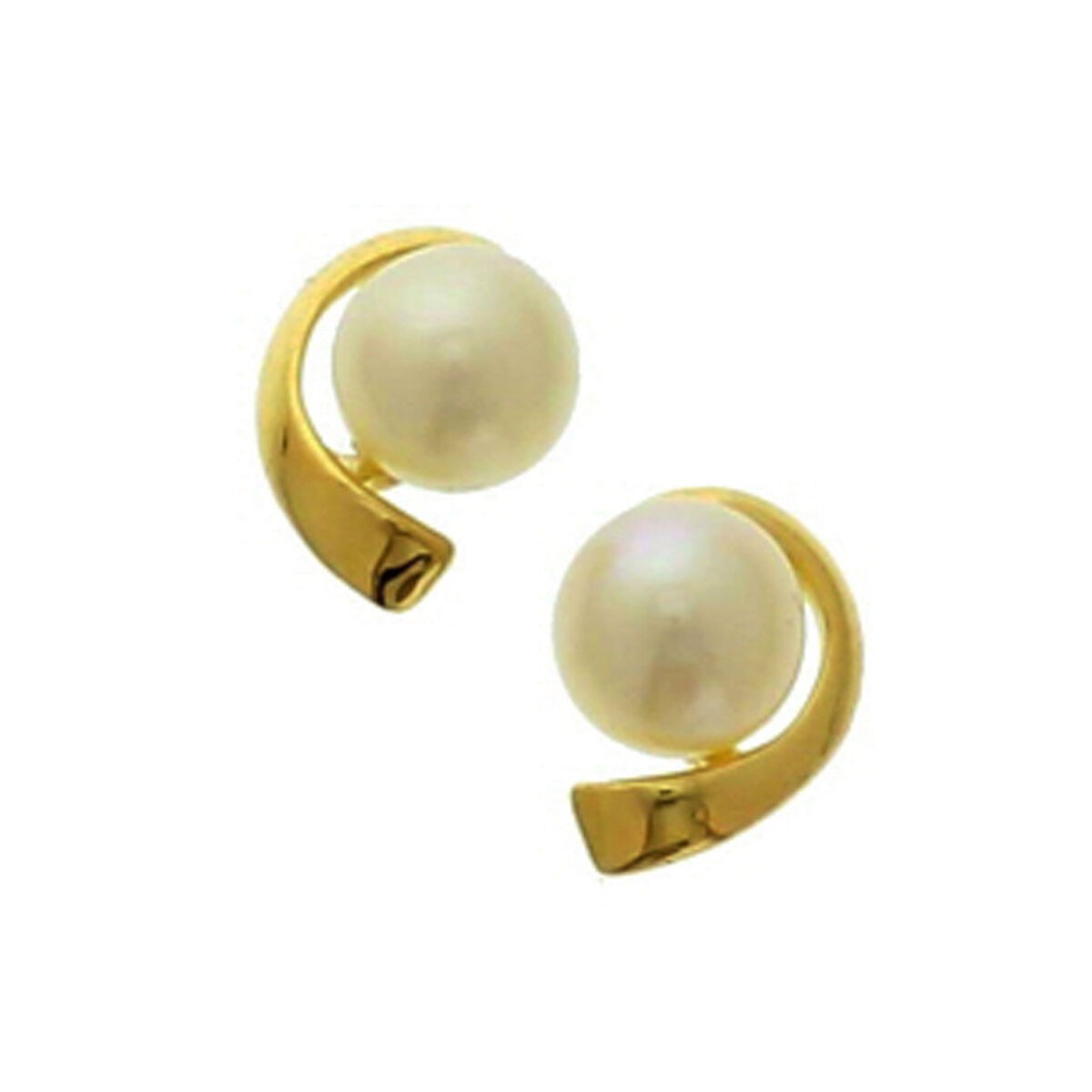 Goldene Ohrstecker mit Süßwasserperle – 14k