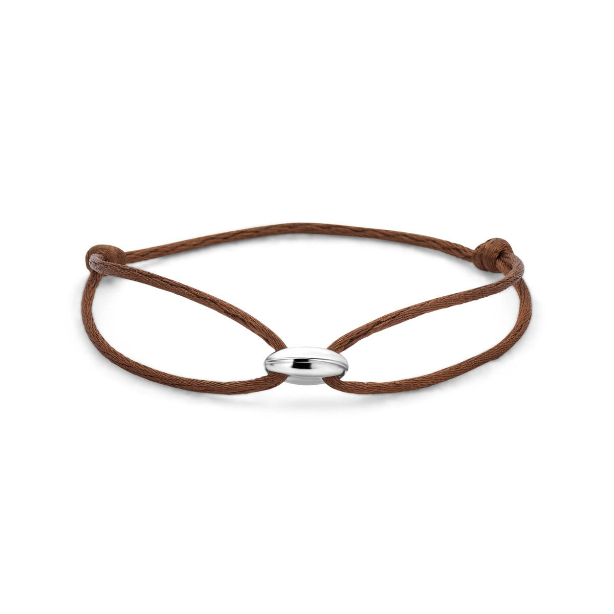 Braune Satinarmband mit silberner Kaffeebohne