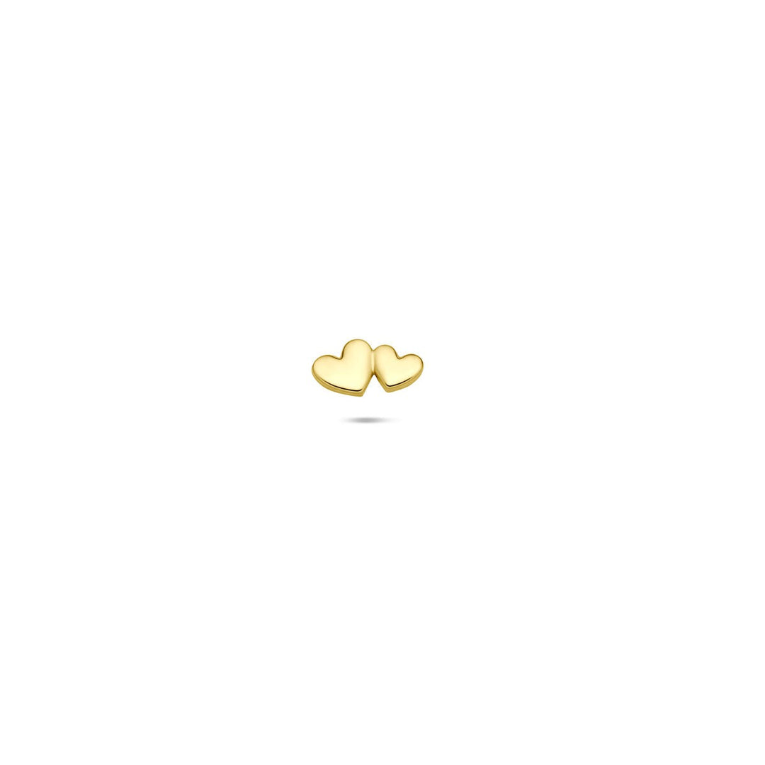 14k gouden flat back piercing met dubbele hartjes – 6,5 mm